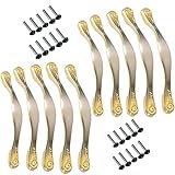 lsgoodcare 10パックゴールド128 mmヨーロッパシンプル円弧形状スタイル家具ドア引き出しプルハンドルキャビネットワードローブ食器棚プルハンドルキッチンノブ、亜鉛合金素材