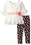 Little Lass Baby Girls' 2 Piece Disco Dot Top and Floral Legging Set Ivory 12 Months [並行輸入品]