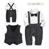 Cuteshower 子供服 ロンパーススーツ ベスト 蝶ネクタイ 3点セット ベビー フォーマル 男の子 ブラック 70