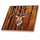 3drose Uta Naumann水彩イラスト動物 – Deer Antler動物Animals Wild Forest Tree Nature Wood Illustration – タイル 4-