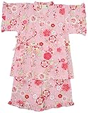 村信 飴と桜柄 甚平スーツ 女児 ピンク 95cm 71744 日本製