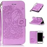 iPhone7 ケース UNEXTATI 落下防止 耐衝撃 液晶保護 手帳型 保護カバー カード収納ホルダー付き スタンド機能 高品質 手触り良い iPhone 7 対応 ケース (P14パープル)