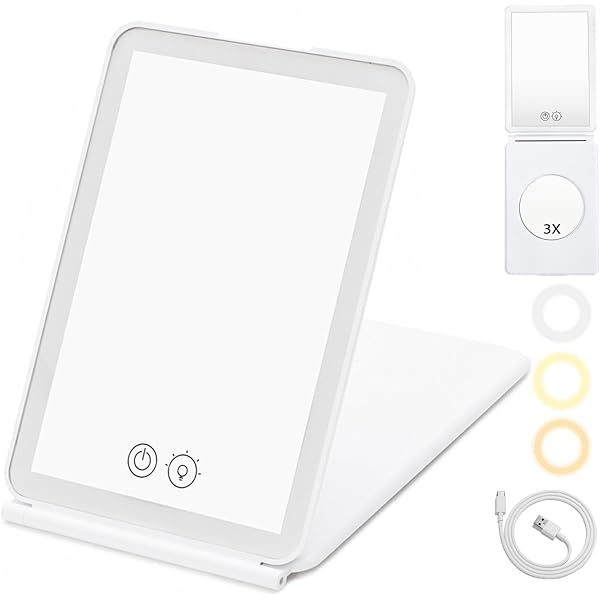 Amazon | さえだ 卓上鏡 化粧鏡【三色ledライト・ 無段階輝度調整