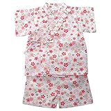 盛夏 甚平(ジンベイ) 【日本製】リップルプリントうさぎ&花柄甚平スーツ 90cm/オフシロ NO.OG-1611