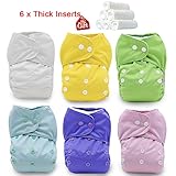 iZiv新生児6厚いおむつ付きオーガニック幼児防水/調整/再利用可能/洗えるポケット布おむつのフィット赤ちゃん0.5-3歳（カラー 4）