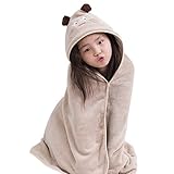 KISENG 子供 赤ちゃん バスローブ ポンチョ ベビー バスタオル フード付き　お風呂 可愛い 出産祝いにも（ネコ）