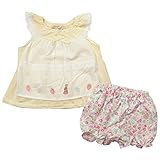 《初夏盛夏対応》(日本製) Pample Mousse(パンプルムース) ジャガード天竺&布帛ローンストライプエプロン風ミルキースーツ 80cm /CR NO.DP-72408