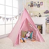 aniikiss 6 ' Kids Play Teepee子Tipi GiantキャンバスPlay Tent – 1つのウィンドウ ピンク TPI
