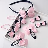 髪飾り　子供　女の子　ヘアピン　髪留め　ヘアクリップ　ヘアアクセサリ　可愛い　七点セット　蝶結び　きれい　ギフト　誕生日 (G)