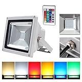 VINGO 20W LED 投光器 RGB スポットライト フラッドライト イルミネーションライト 舞台照明 雰囲気作成 屋外照明 多機能 16色イルミネーション 高輝度 景観照明 リモコン付き IP
