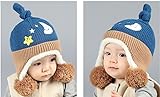 Kishiya　ベビー帽子　ニットキャップ　かわいい　防寒　ニット帽子 (濃いブルー)