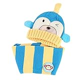 かわいい冬のベビーキッズガールズボーイズ帽子暖かいスカーフは、ぬいぐるみの耳キャップギフトセットブルーの保護