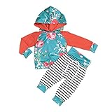 三番目の店　子供　少年少女の花のパーカスーツ　フラワー　帽子付きブラウス＋ズボン　２つのセット (70)