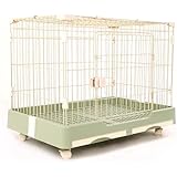 N&S ペットケージ 小動物ケージ 犬ケージ 猫ケージ キャットケージ キャスター付き トイレ付き 引き出しトイレ 猫 犬用 屋根付き 天窓 脱走防止 組立簡単 掃除簡単 いぬ ネコ うさぎ ハムスター キャット ペット用品 (C10080-S, グ