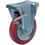 ヨドノ プレス製固定金具ブレーキ付赤ゴム車 130φ RWKB130 プレート式ゴムキャスター(軽・中荷重用)