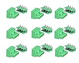 SamIdea 9Pairs 4Pole 5.08mm Plug Type Pitch PCB Mount Screw Terminal Block Kit with Right Angle Pin 