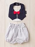 CLOUDY,FINE LATER(クラウディファインレター) ベビー スタイ ブルマ ポーチ 3点 セット ベビー服 赤ちゃん おむつカバー 男の子 ギフト ビブ 記念撮影 フリー ネイビー