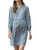 (オーセンティック) AUTHENTIC マタニティ ワンピース 授乳口付き 授乳服 妊婦服 産前 産後 ストライプ Aライン (M, ブルー)