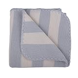 Popolini knited Baby blanket in 100 % Merino wool grey/cream by Popolini