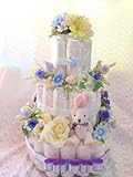 おむつケーキ３段 (S 63, blue) 豪華　出産祝い　結婚祝い　人気