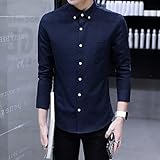 Gaosa　ワイシャツ メンズ 素晴らしい 純色 長袖 ボタンアップ シャツ Yシャツ スリム カジュアル 父の日ギフト (3XL, ネイビー)