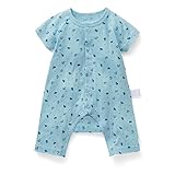 フライス半袖カエルロンパース サックスくるま サイズ：８０