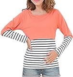 (オーセンティック) AUTHENTIC マタニティ 授乳服 授乳口 付 トップス Tシャツ ボーダー 授乳 綿 カジュアル (XL, オレンジ)