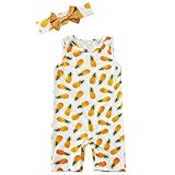 Tovadoo ベビー　セットアップ　ロンパース+ヘアバンド　爬行服　ノースリーブ　パイナップル柄　夏　コットンブレンド　可愛い　出産祝い　新生児