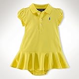 ポロラルフローレン ワンポイント メッシュ半袖ワンピース イエロー (女の子3～9か月用) 9M [並行輸入品]