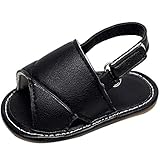 ベビーサンダル おしゃれ　流行　ファッション キッズサンダル　涼しい 履き心地 柔らか　PUレザー赤ちゃんサンダル マジックテープ付き 滑り止め 可愛い　男女兼用 シューズ　ブラック　12-18ヶ月に