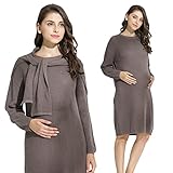 Sweet Mommy マタニティウェア 授乳服 T次ストール付き ワンピース 授乳口付き ニットワンピ オーガニックコットン100％ ざっくり片畦編み 赤ちゃんの肌にも安心 大きいサイズ 授乳 セー