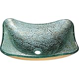 Y Decorインターラーケンメタリックシルバー舟形シンク、ブルー/ゴールド/イエロー、19.5 " L x 14.5 " W x 6 " D