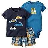 Carter's (カーターズ) 半袖Tシャツ ロンパース ショートパンツ 3点セット (ブルー) Boy's 3 Piece Playwear Set (Blue) (9M(70cm))