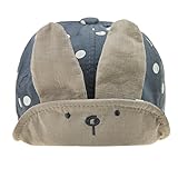 ベビー帽子 ハット ベビーキャップ 綿 ドット ウサギ柄 おしゃれ 鳥打ち帽子 日よけ帽子 お耳付き つば広 紫外線対策 日焼け防止 お出かけ 通園 春 夏 秋 ベビー 2カラー