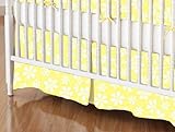 SheetWorld - MINI Crib Skirt (24 x 39) - Pastel Yellow Floral Woven - Made In USA by sheetworld