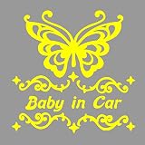 デザイン工房ＳＩＧＮＳ 車ステッカー Baby in car 3 綺麗にはがせる 車 ステッカー 蝶 チョウ レモン
