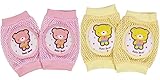 [Nestkanina] ベビー キッズ 用 赤ちゃん ハイハイ ひざあて フリーサイズ クッション 入り サポーター 2組 セット (ピンク＆イエロー)