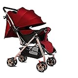 ベビーキャリッジ、子供のカート、赤ちゃんの子供は、赤ちゃんの車、超軽量ポータブル折り畳み二方向ハイビューの傘の車を座ることができます ( 色 : ワインレッド )