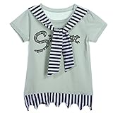 Domybest 春 夏 子供服 Tシャツドレス ボーダー ネイビースーツ トップス 半袖 女の子 ガールズ 9-13歳 カジュアル チーム服 通園 幼稚園 部屋着 普段着