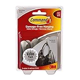 コマンドMedium Designerフック、つや消しニッケル 18 Hooks