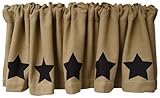 Black Star Burlap Window Curtain Valance Natural Tan Weave Country Primitive Home Decor