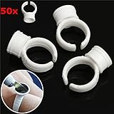 ILS - 50 pieces White Pigment Holder Ring Glue Rings Ink Holders