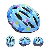 子供 ヘルメット 軽量 サイクリング 自転車 登山 スポーツ キッズ 安全 おしゃれ 一体成型 (ブルー・星)