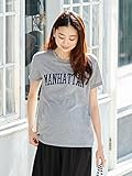 Angeliebe エンジェリーベ マタニティ 授乳口付き ロゴ Tシャツ （ プリント 2タイプ ） 妊婦服 産前 産後 フリー MANHATTAN グレー 21769 21769800