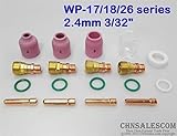 CHNsalescom 18個のtigずんぐりしたガスレンズセラミックノズルとパイレックスのカップキット WP17/18/26 2.4mm 3/32