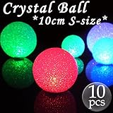 電池式 LEDライト クリスタルボール Sサイズ(10cm)10個セット グラデーションで七色に変化 イルミネーションボール