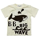 《初夏盛夏対応》 BateauBleue(バトーブルー) 天竺BIG WAVE半袖Tシャツ 80cm/Iv NO.AH-1751302