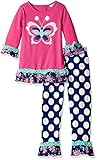 Rare Editions Little Girls' Butterfly Applique Legging Set Fuchsia/Navy 5 [並行輸入品]