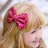 Tovadoo キッズ 女の子 ヘアピン 日髪留め リボン　スパンコール 可愛い　おしゃれ　ショー　パーティー　十色入　12*9.5cm