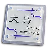 表札 ガラス表札 フロストガラス 170mm×170mm ステンレス板付き パープル